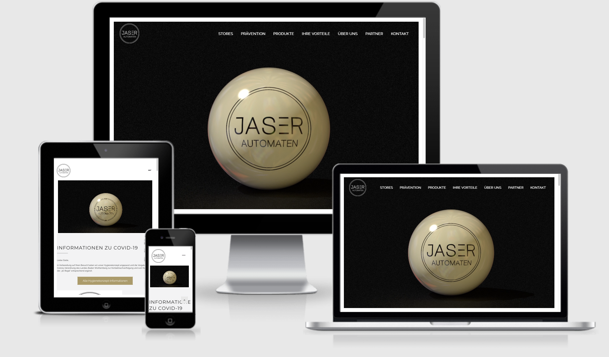 Jaser Automaten - Ansicht der Website auf allen Devices