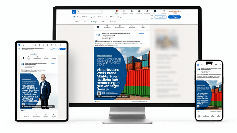 BW-IHK: Baden-Württembergischer Industrie- und Handelskammertag e.V. - Linkedin-Channel CI & Layout